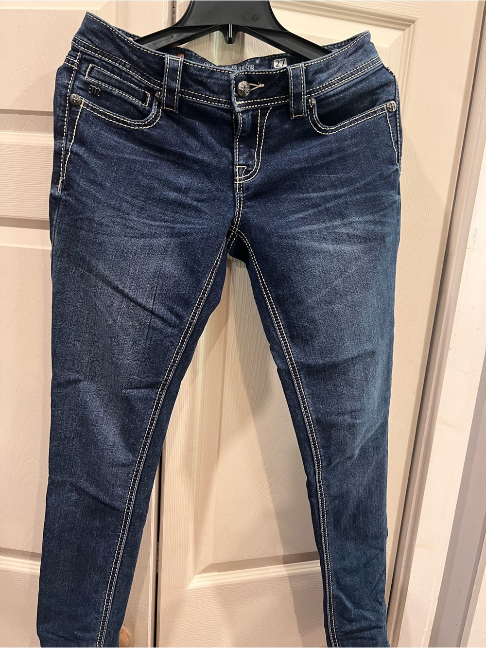 Miss Me Indigo Skinny Jeans with Contrast Stitching
